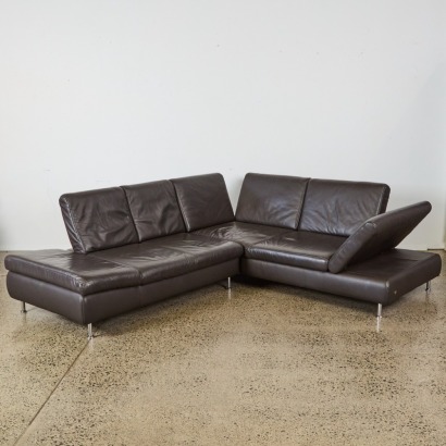 An Espresso Brown Himolla Leather Sofa