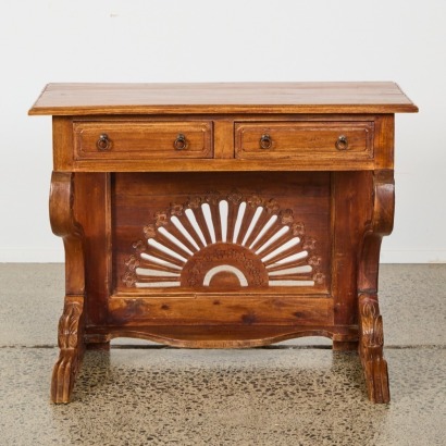 A Spanish Hand-Carved Console with Carved Scrolled Legs Ending in Detailed Hands