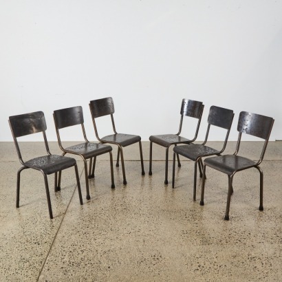 A Set of Six Vintage Dutch Factory Chairs