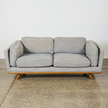 A MCM Two Seater Couch In Grey Fabric