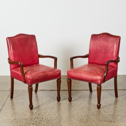 A Pair of Vintage Red Leather Chairs