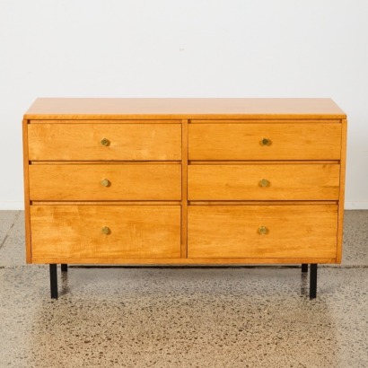 A Solid Wood Mid-Century Six Drawer Lowboy