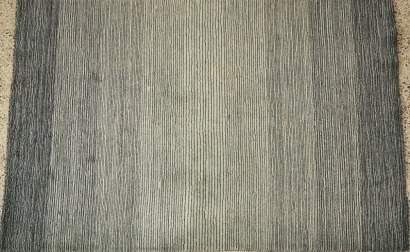 A Kuta Contemporary Charcoal Striped Wool Rug