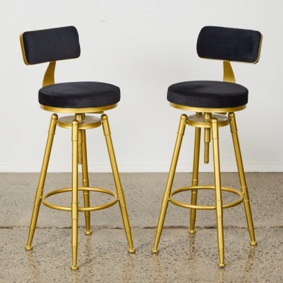 A Pair of Velvet Bar Stools