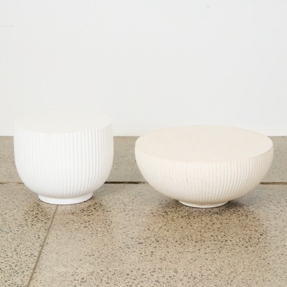 A Pair of Metal Outdoor Tables from Crate & Barrel USA