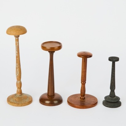 Four Vintage Wood Hat Stands
