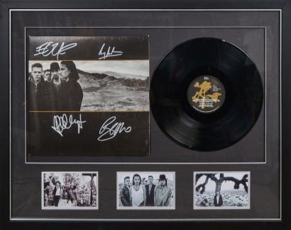 A Framed and Signed U2 Joshua Tree Record