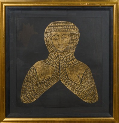 A Brass Rubbing of Man in Armour c 1300 Croft Lincs