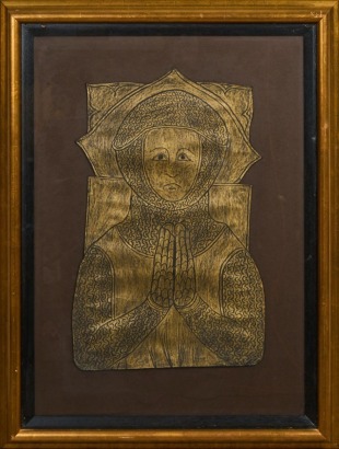A Brass Rubbing of a Knight in Prayer