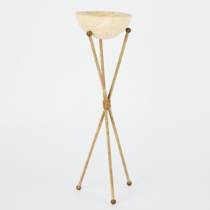An Italian Bronze and Travertine Candle Holder