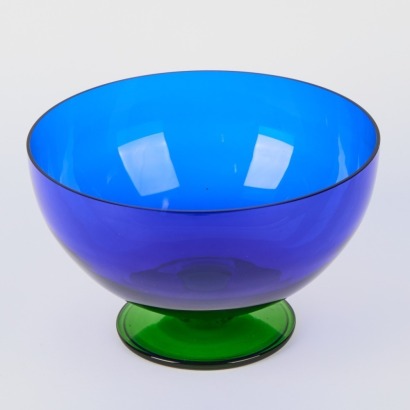 A Swedish Blue and Green Glass Salad Bowl