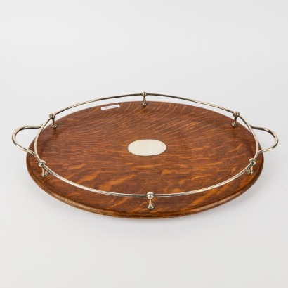 An Antique Oak Gallery Drinks Tray