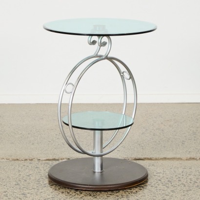 An Art Deco Style Chrome and Marble Side Table