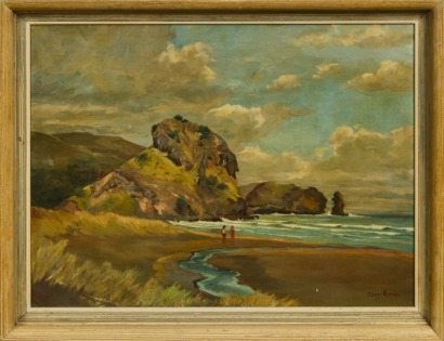 An Original Beach Scene Oil Painting by Guy Perrin