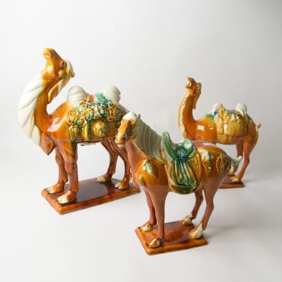 A Group of Three Chinese Luoyang Sancai-glazed Animals