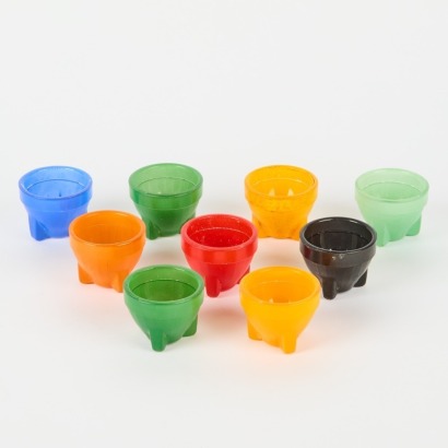 A Set of Nine Vintage Glass Egg Cups