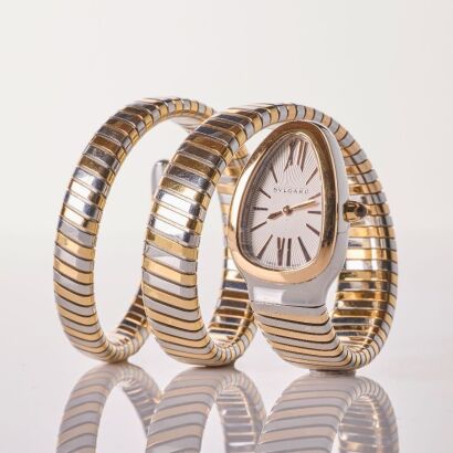 Stainless Steel / 18ct Rose Gold, BVLGARI, Serpenti Tubogas Double Spiral Wristwatch, circa 2015