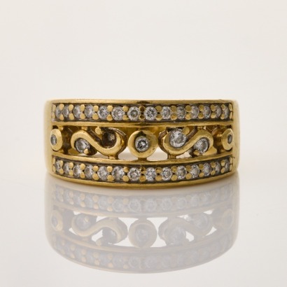 9ct Yellow Gold, 9mm Wide, .35ct Diamond Dress Ring
