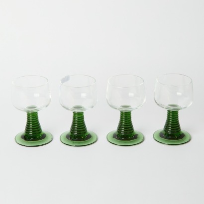 A Set of Five Vintage German Roemer Rhine Wine Glasses