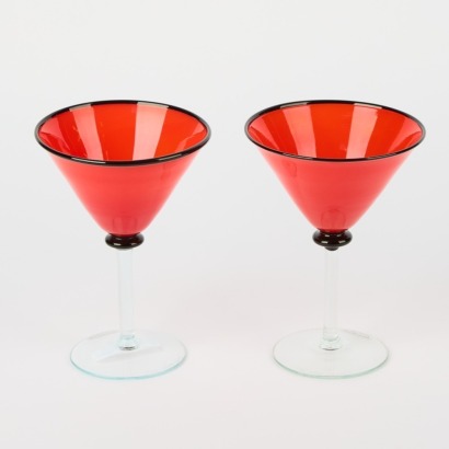 A Pair of Hoglund Hand-Blown Martini Glasses