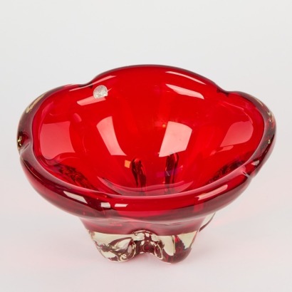 A Geoffrey Baxter for Whitefriars Lobed Molar Bowl in Ruby Red
