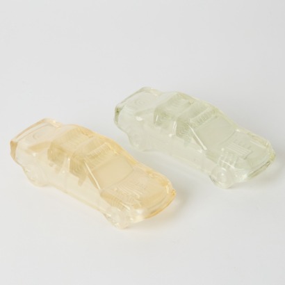 A Pair of Hofbauer Lead Crystal Mercedes BENew Zealand 190E Paperweights