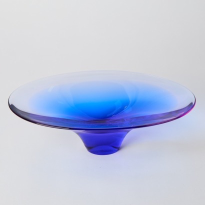 A Scandinavian Art Glass Bowl in Iridescent Blue