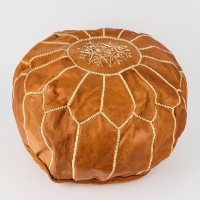 A Vintage Moroccan Handmade Leather Ottoman