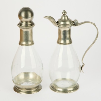 A Vintage Italian Pewter Cruet and Decanter, ex. Corso di Fiori