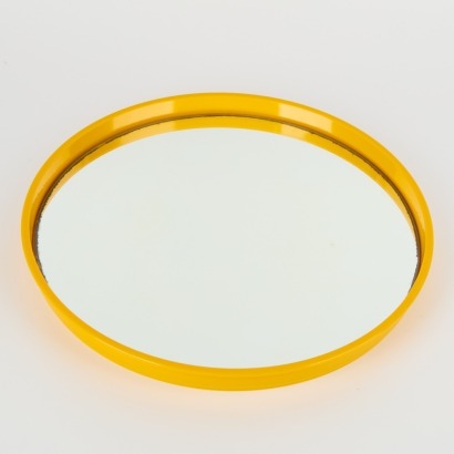 A Vintage Nord New Zealand Round Yellow Plastic Mirror