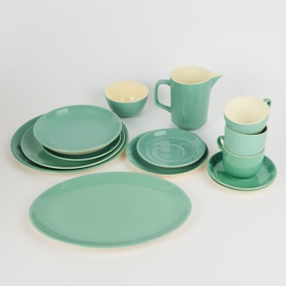 A Set of 14 Crown Lynn Teal Colour Glaze