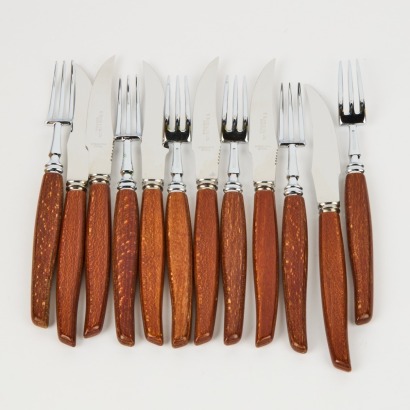 A Set of Twelve Antique Steak Knives and Forks by E. Blyde & Co, Sheffield