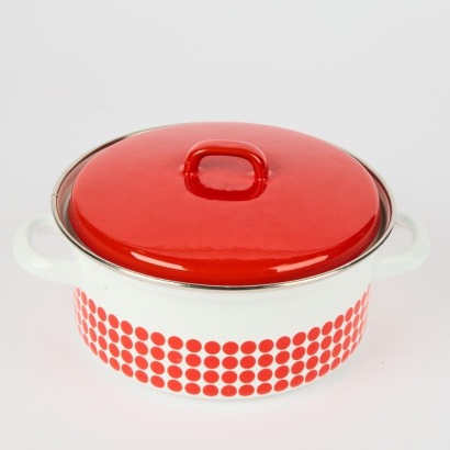 A Vintage Enamel Pot with Lid