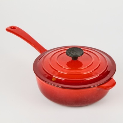 A Classifica Red Enameled Cast Iron Pan with Lid