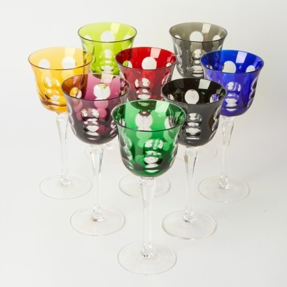 A Set of Eight Crystal Kawali Wine Glasses by Christofle