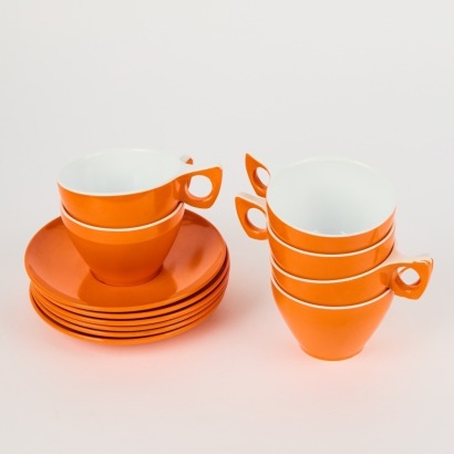 A Set of Six Duraware Falcon Cups and Saucers