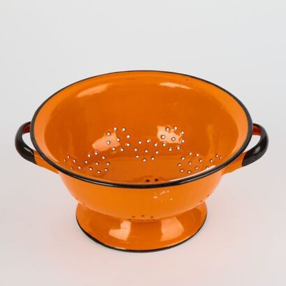 A Vintage Orange Enamel Colander, Poland