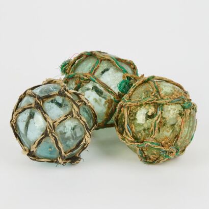 A Trio of Vintage Japanese Glass Fishing Floats