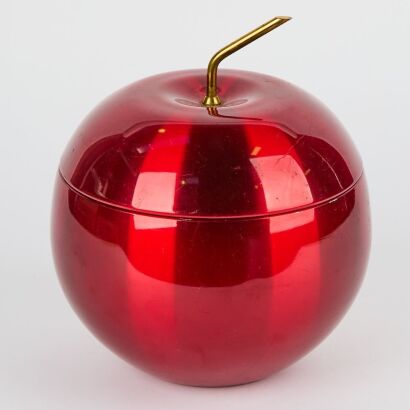 A Mid-Century Australian Daydream Red Anodized Apple Ice Bucket