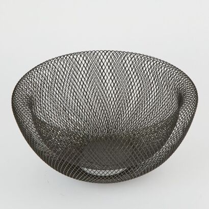 A Contemporary Black Metal Mesh Fruit Bowl