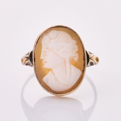 Rolled Gold, Vintage, 16mm x 12mm Shell Cameo Ring