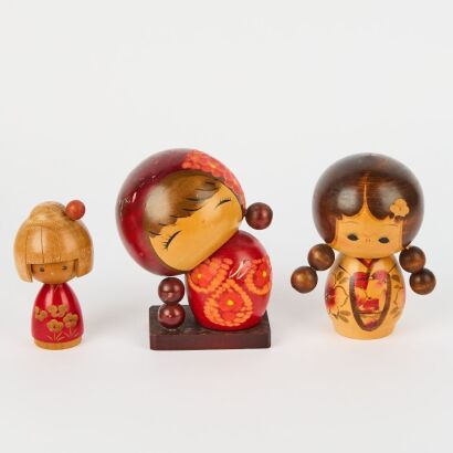 A Trio of Kokeshi Dolls