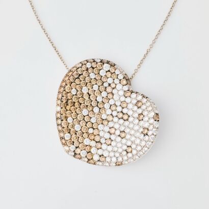 Pasquale Bruni, 18ct White Gold, 10.72ct Diamond / 0.06ct Sapphire Heart Pendant Necklace