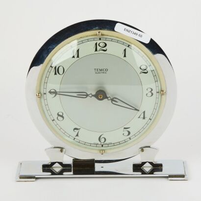 A Mid-Century Chrome Mantel Clock
