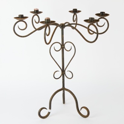 A Large Wrought Iron Candelabra