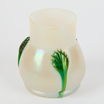 A Kralik Green Claw Vase with Mother of Pearl Glaze