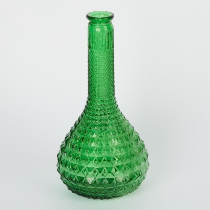 A Decorative Green Glass Bottle A/F