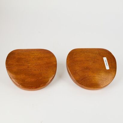A Pair of Mid-Century Mahogany And Chrome Door Handles