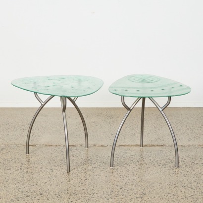 A Pair of Glass & Metal Based Side Tables