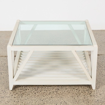 A Hamptons Style Wood and Glass Coffee Table
